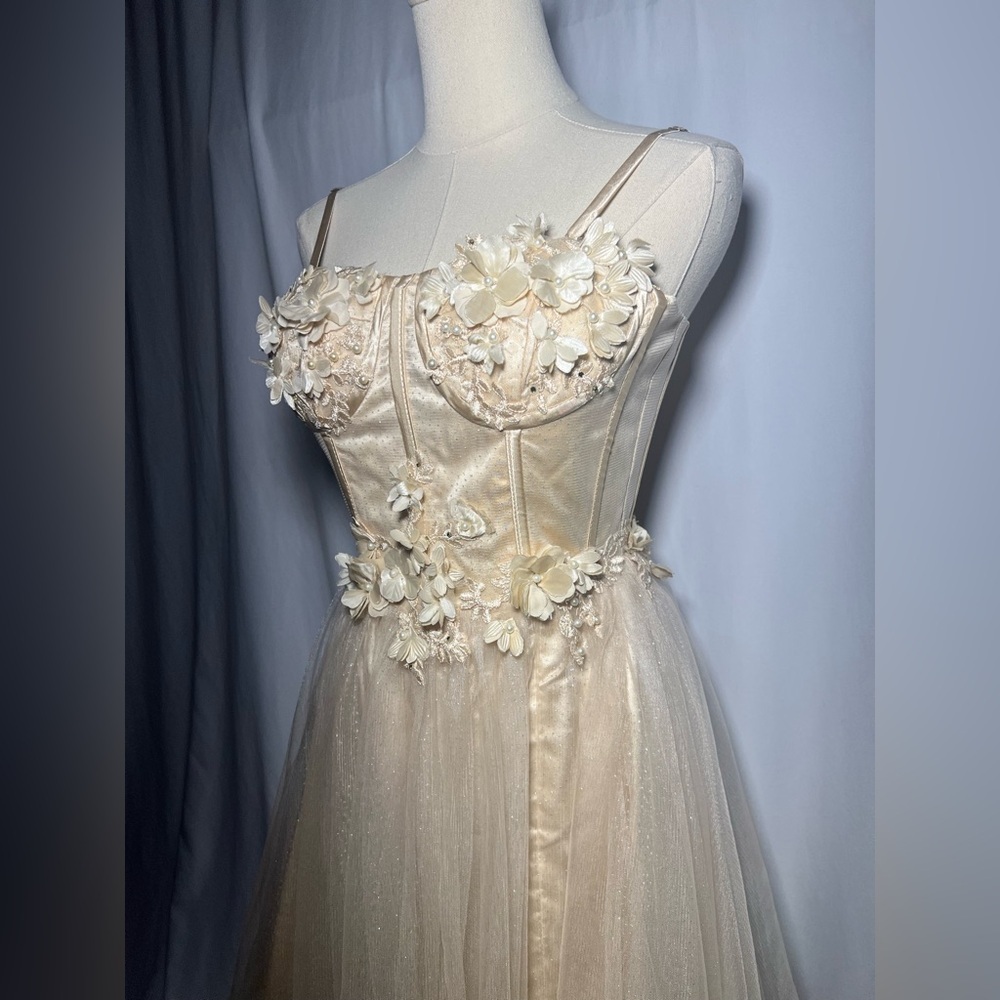 Lavetir Champagne 3D Floral Corset Top Dress | S NWT - Picture 14 of 16